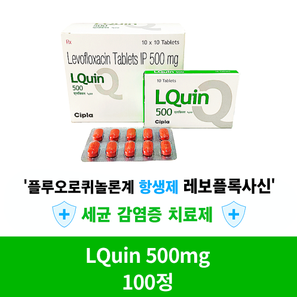 ★광범위 항생제 레보플록사신★  LQUIN 500mg 100정