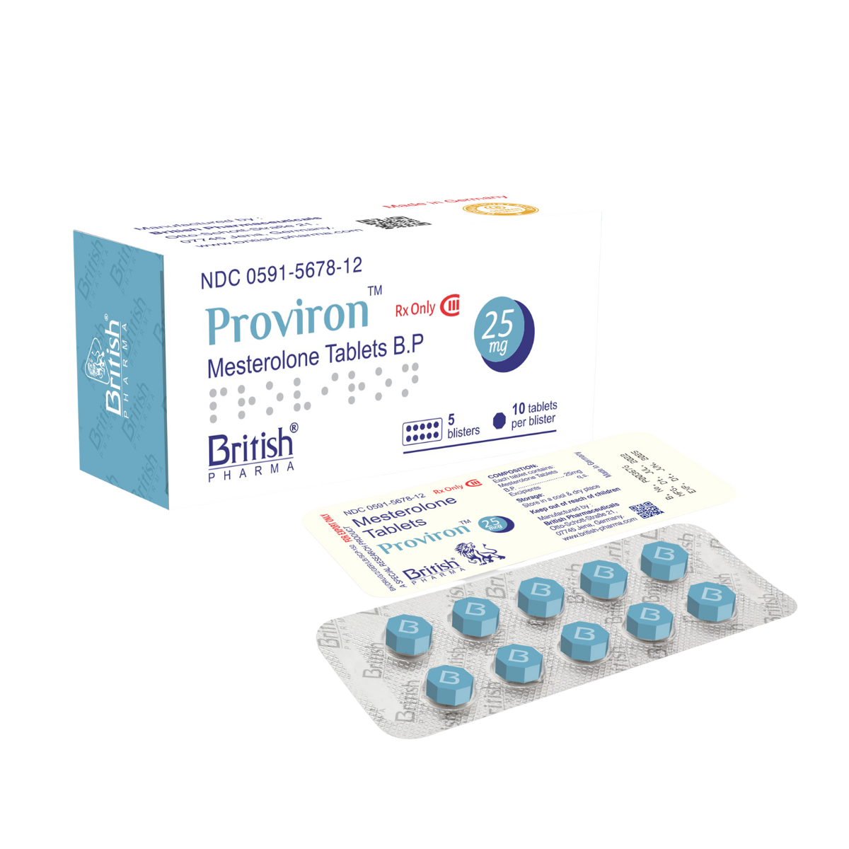 프로바이론 (Mesterolone) Viroash 25mg  1박스 100정