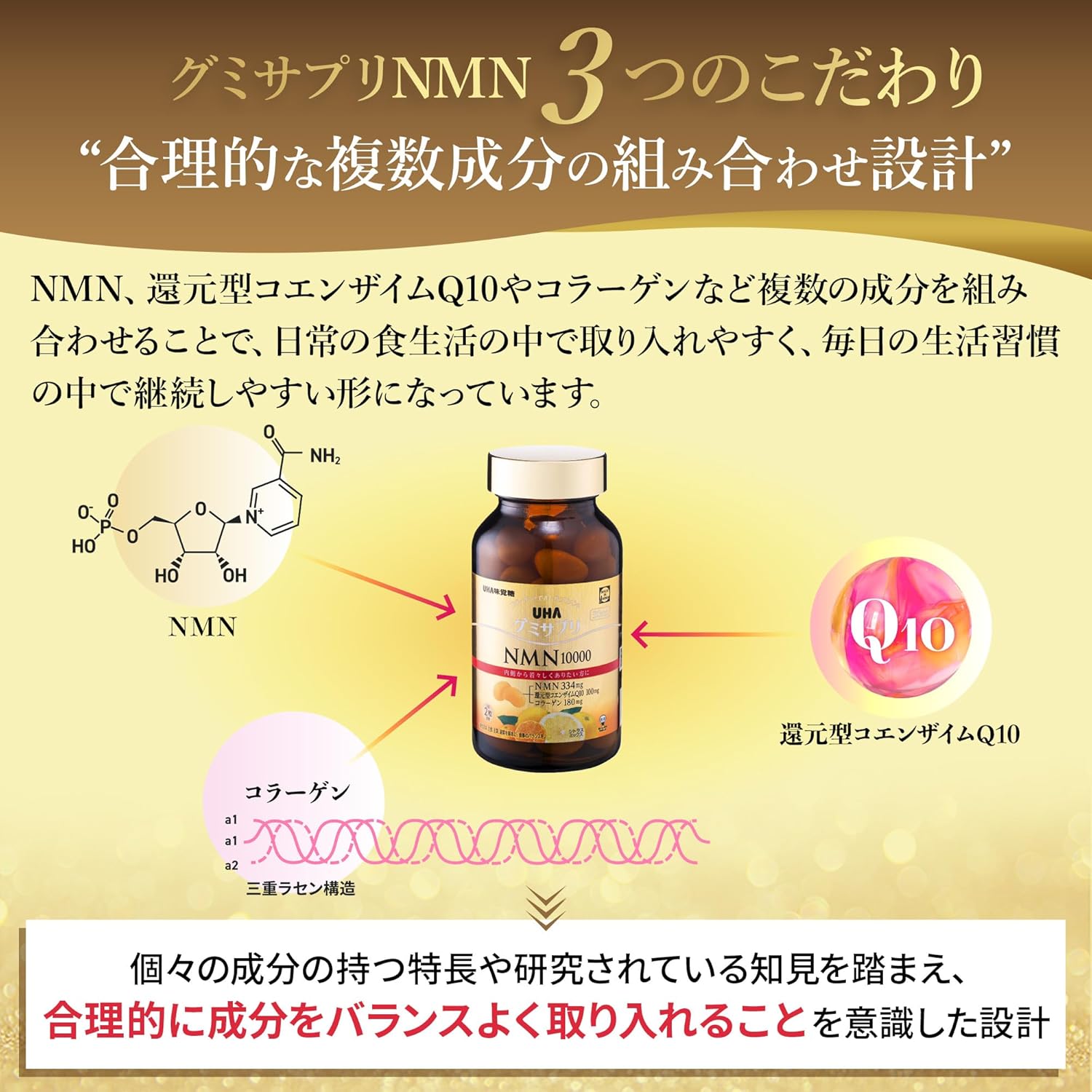 UHA 구미새플리 NMN10000 시트러스 믹스 맛 30일분 보틀 60정