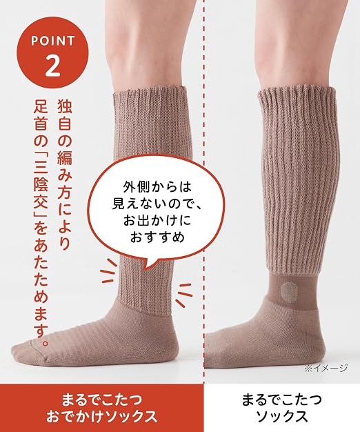 마치 코타츠 외출용 양말 외출용 따뜻한 양말 블랙